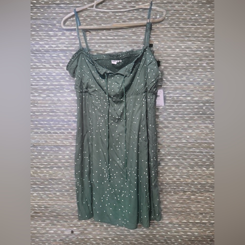 O'Neill Green Mini Dress with White Dots